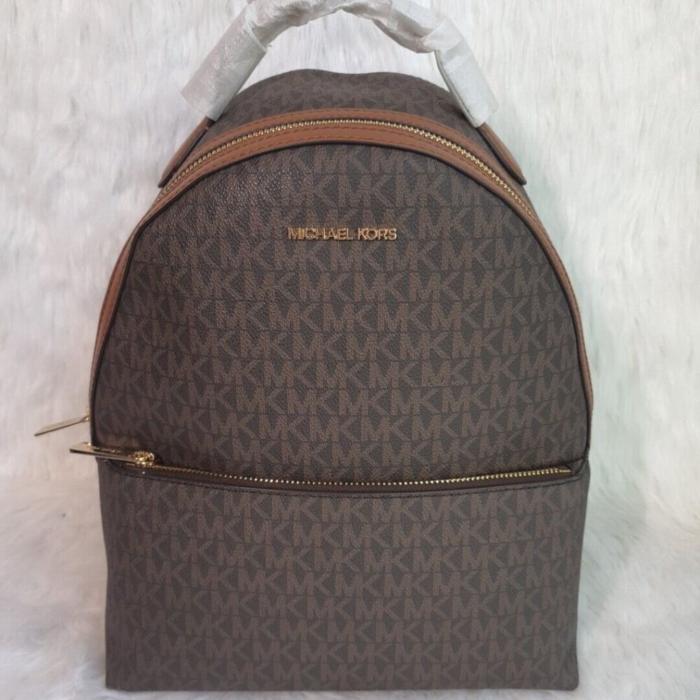 Michael Kors Sheila Medium Size Signature Backpack- BROWN